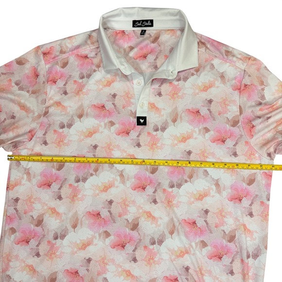Bad Birdie Mens XL Pink Floral Performance Golf Polo Shirt Short Sleeve Stretch - Picture 8 of 9